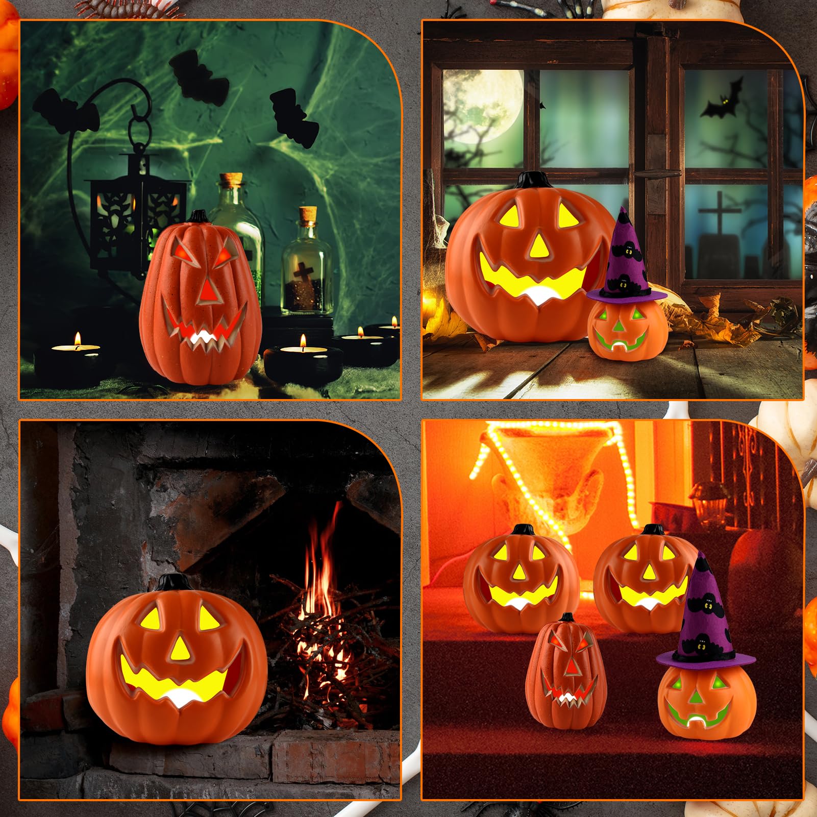 Amazon.com: Halloween LED Jack-O-Lantern Lights with Purple Bat