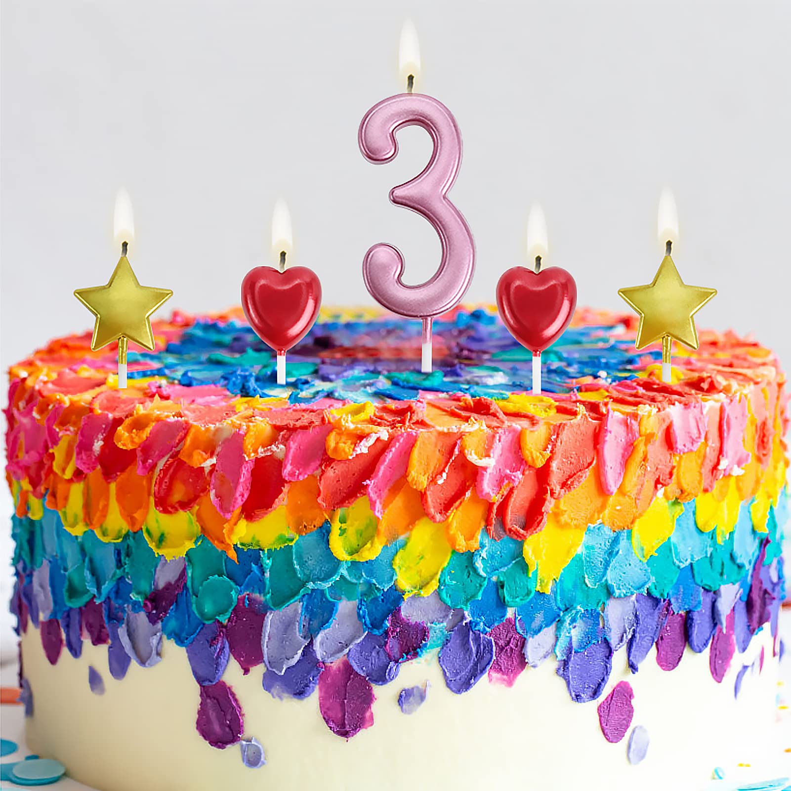 Velas De Cumpleaños Número 5 - Rosa Purpurina - Decoración Para Tartas