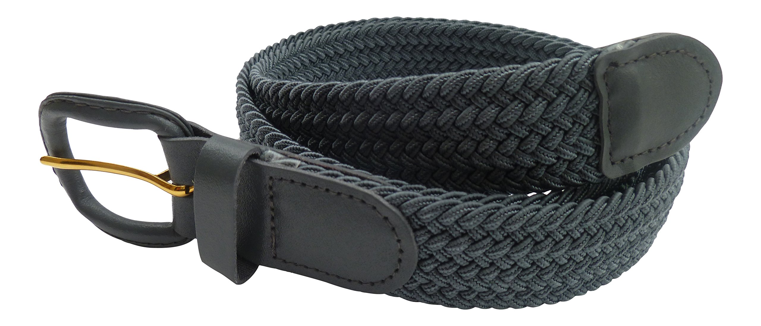 Streeze 30mm Mens Stretch Belt in 6 Sizes Elastic Fabric Woven Braided Stretch Webbed Belt with Leather Buckle (2XL, Grey)