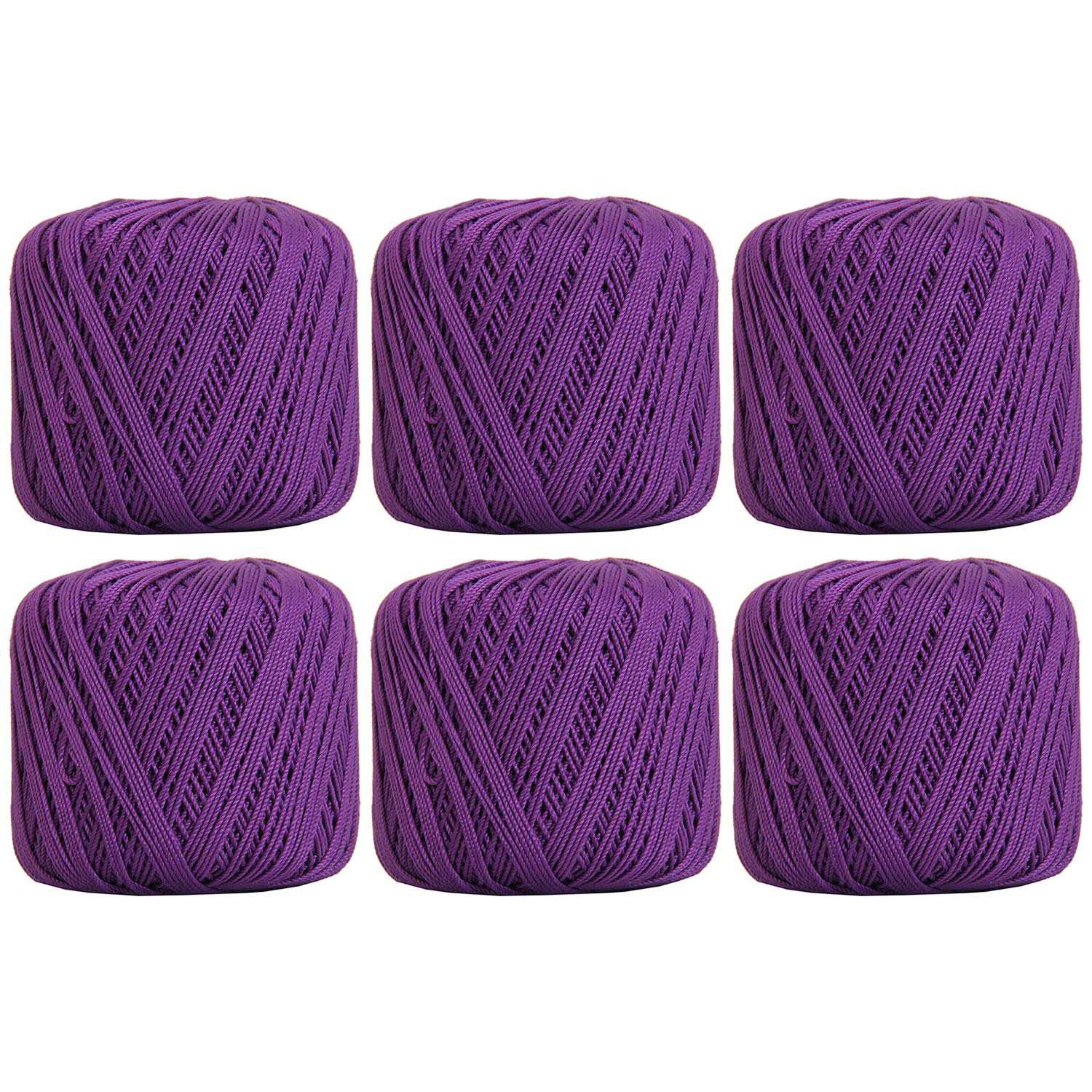 ThreadArt 100% Cotton Crochet Thread Size 3, 6 Ball Pack, Purple 30