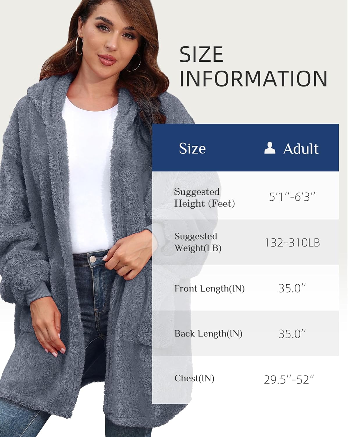 Argstar Hooded Cardigan for Women and Men, Oversized Sweatshirt Fuzzy Fleece Blanket Hoodie Jacket - One Size Fits All - Image 4