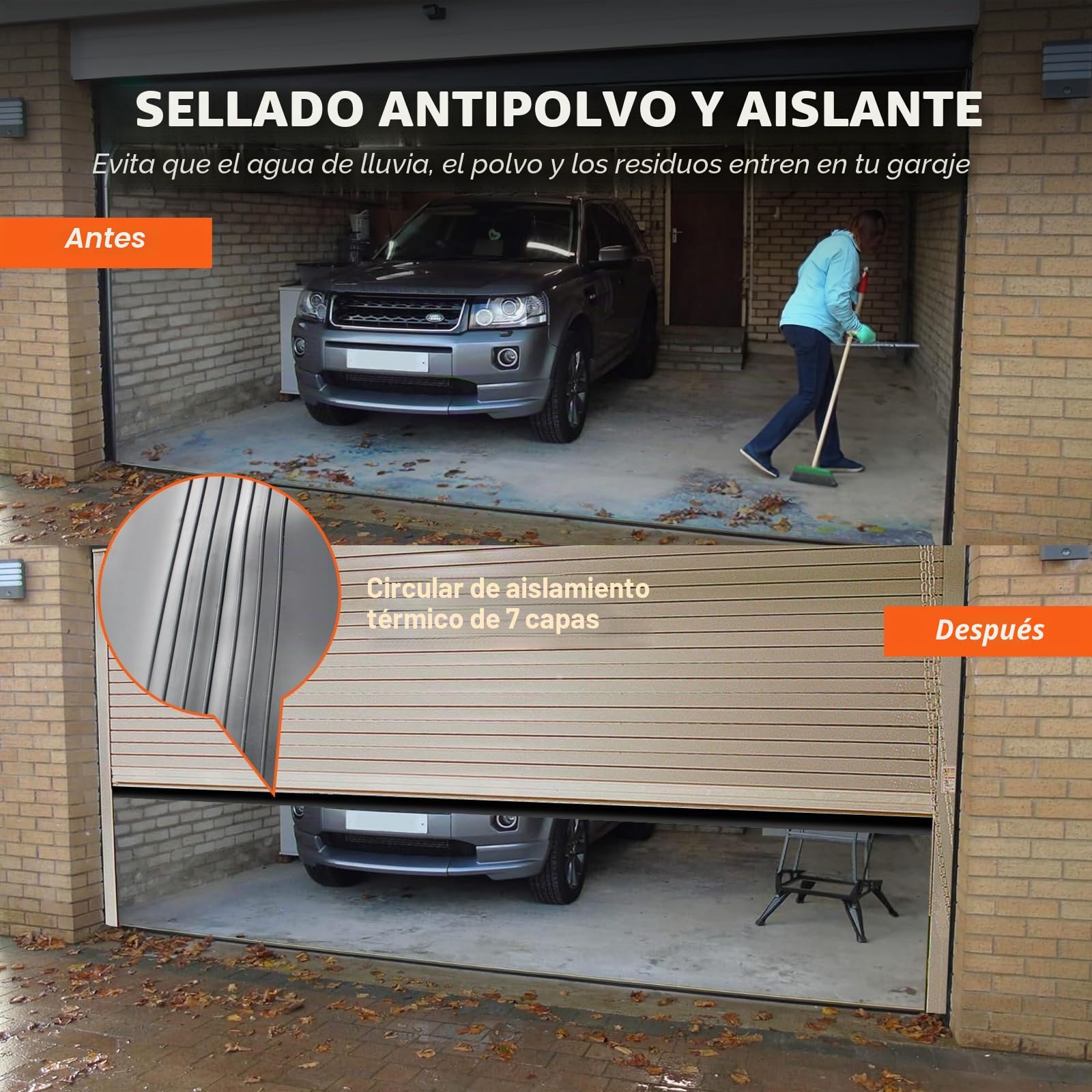 VEVOR Sello para Puerta de Garaje 4,8 m Junta de Sellado de Goma Ancho de 10 cm Extremo en T para Evitar Penetración del Viento, Lluvia, Lámina, Puerta Seccional y Basculante, Almacén de Fábrica