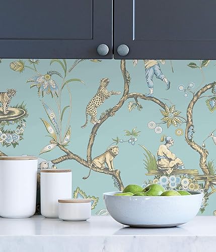 Miniatura 3 de NuWallpaper x Scalamandre SCS3846 - Papel tapiz autoadhesivo con diseño de huevo de petirrojo azul