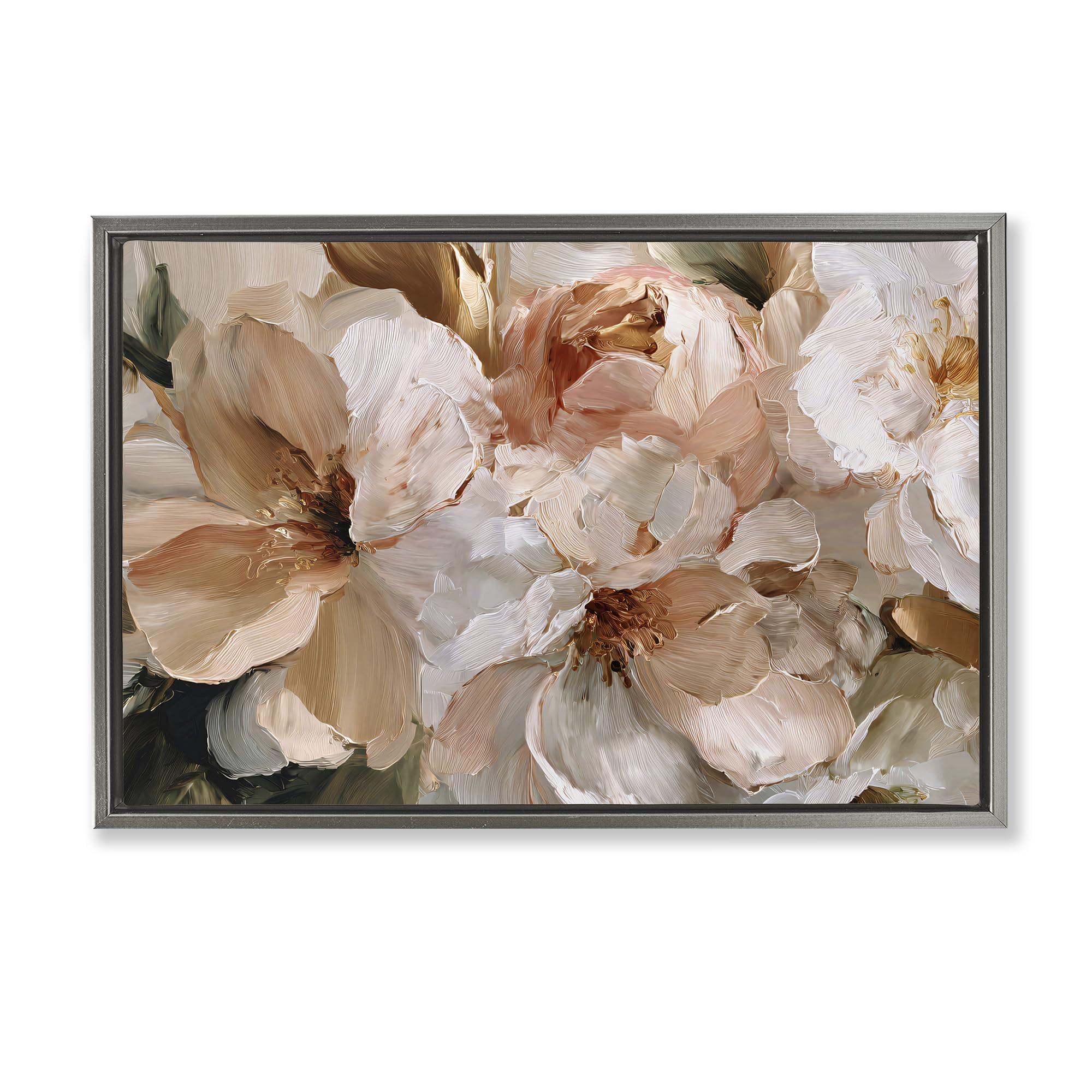 'Pink Brushstroke Petals'| Floating Frame Canvas Art