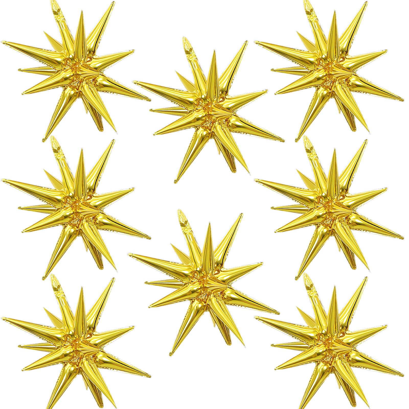 HILAVO 8PCS Gold Star Balloons, 22Inch Large Explosion Star Balloons Aluminum Foil Balloon for Birthday Party, Wedding Anniversary, Disco Party Decorations Supplies