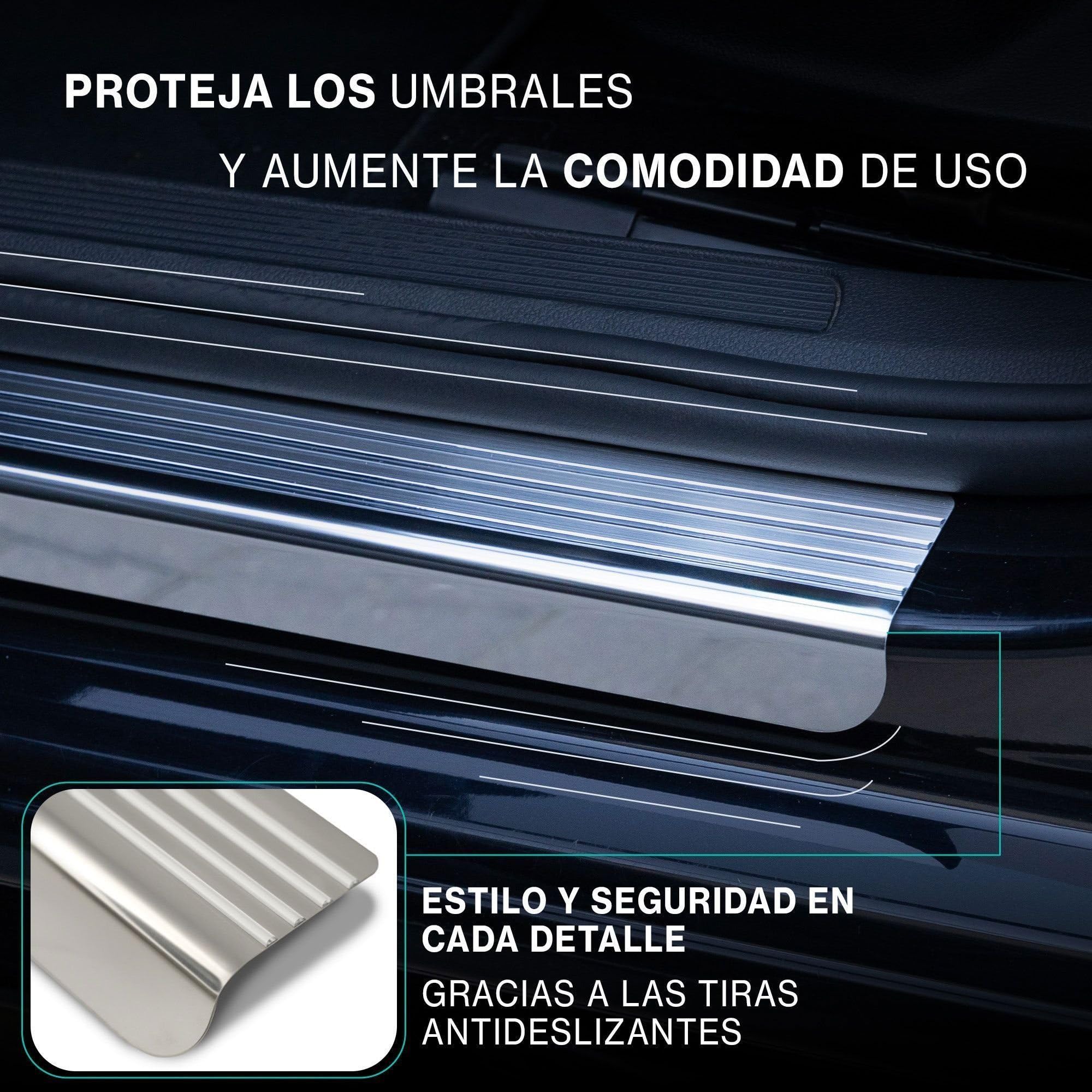 CHROMEMASTER | Protector de Umbral de Puerta Compatible con Honda HR-V III 2021+ | Acero Inoxidable; Protección Antirrayaduras para Umbral - Accesorio de Coche Adhesivo - Juego de 4 Piezas