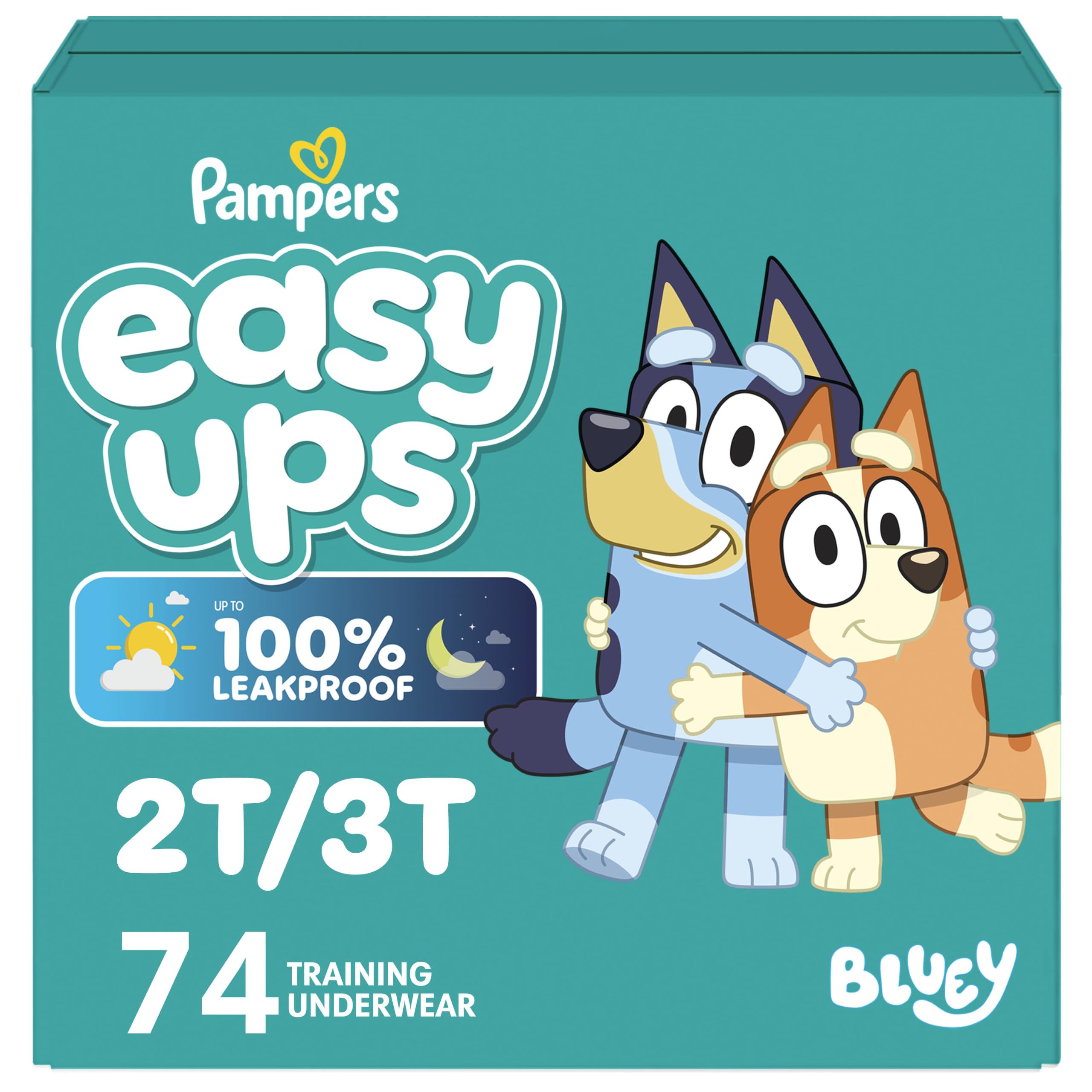 Easy Ups Girls &amp; Boys Potty Training Pants, Size 4 (2T-3T), 74 Count, Bluey Absorbent Pull Up Training Underwear, Up to 100% Leakproof Day and Night, Hypoallergenic