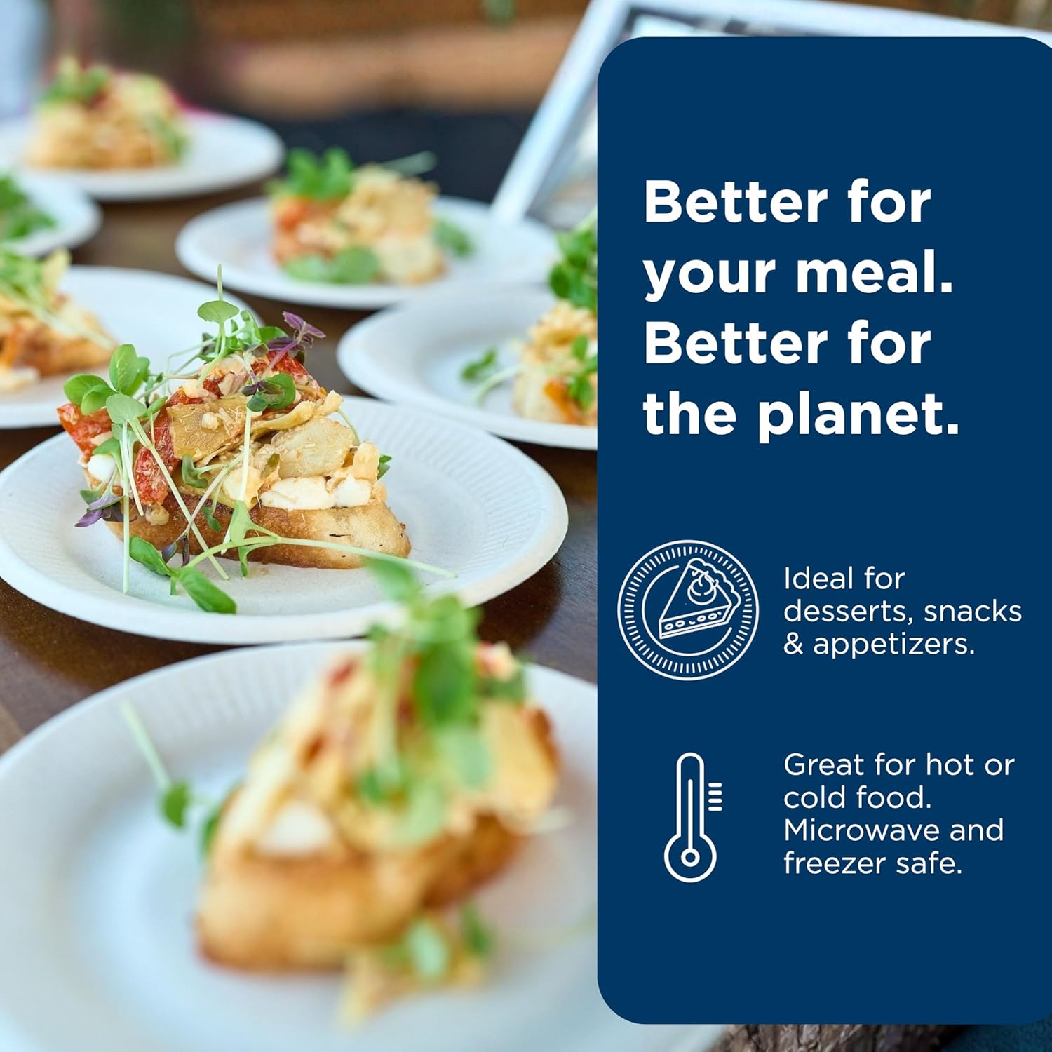 World Centric Compostable Plates 6" - Unbleached Plant Fiber. Grease Resistant - 250 Pack