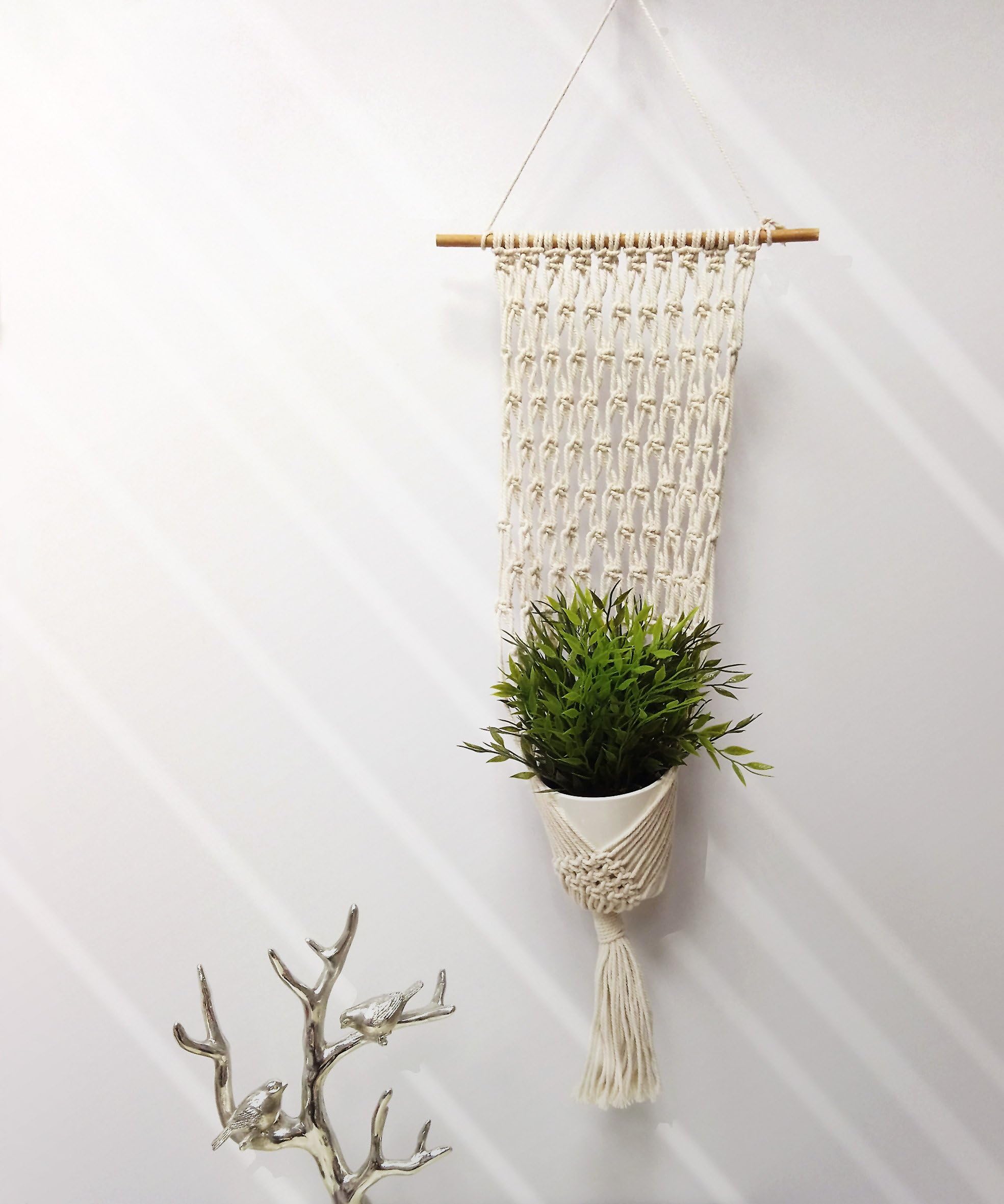 Macrame Handmade Plant Hanger Home Decorative Art, 9" x 28"