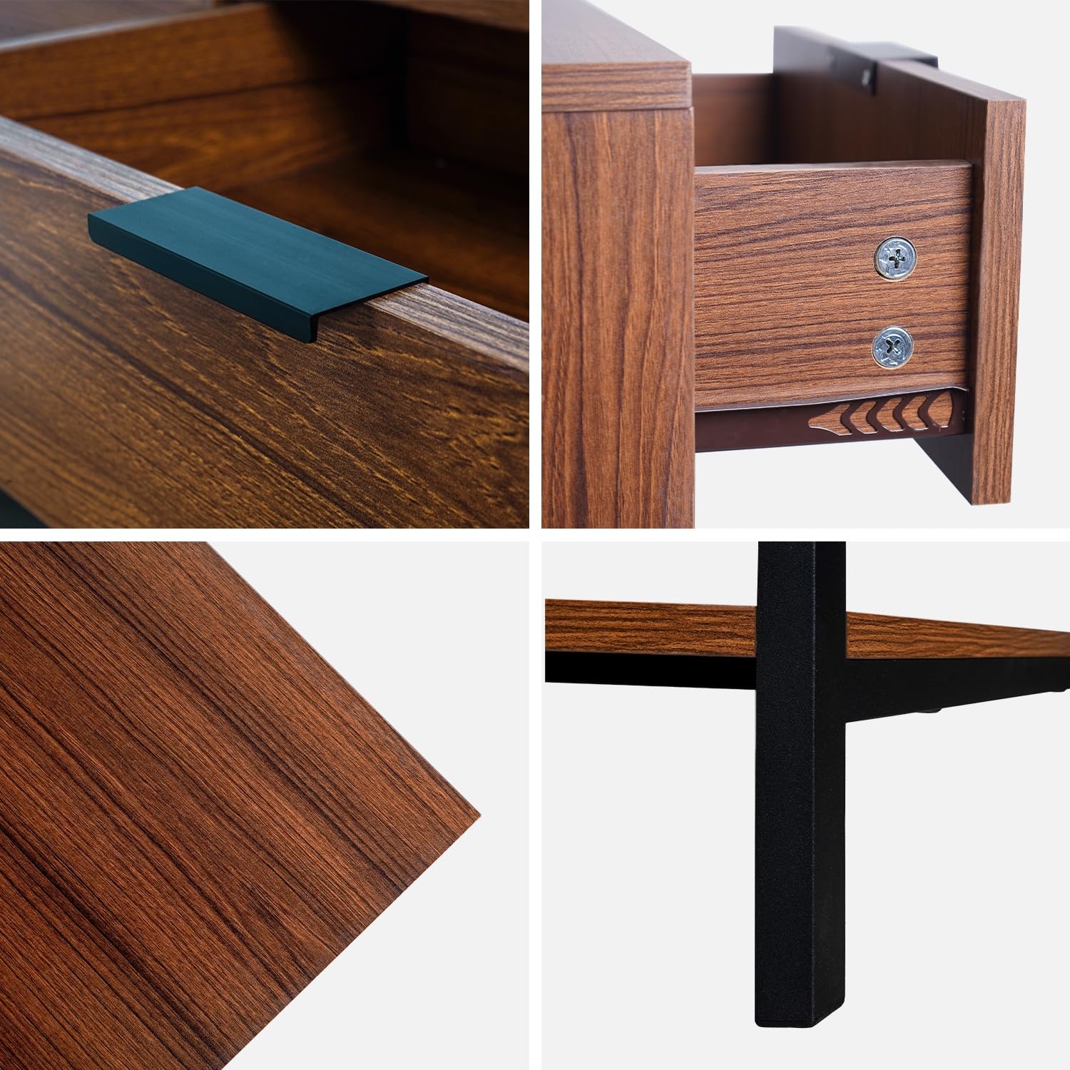 sweeek Mobile TV in Noce con 3 cassetti, 130cm, Walnut, Marrone, 130x40x53.5 cm