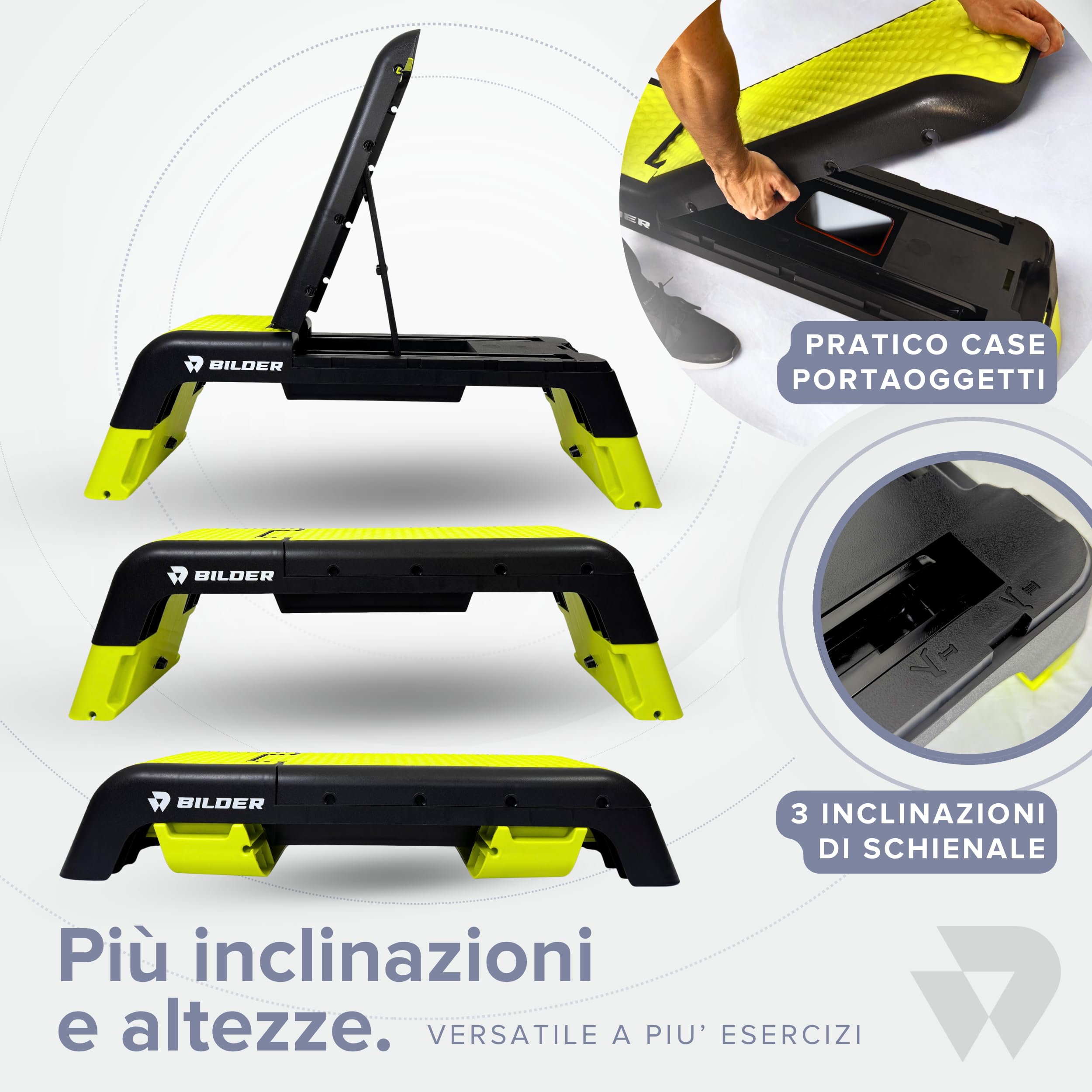 BILDER - Step per Allenamento Aerobico e di Equilibro, Stepper Fitness Casa e Palestra Antiscivolo, Altezza Regolabile - Migliora Forza e Coordinazione, Capacità di Carico