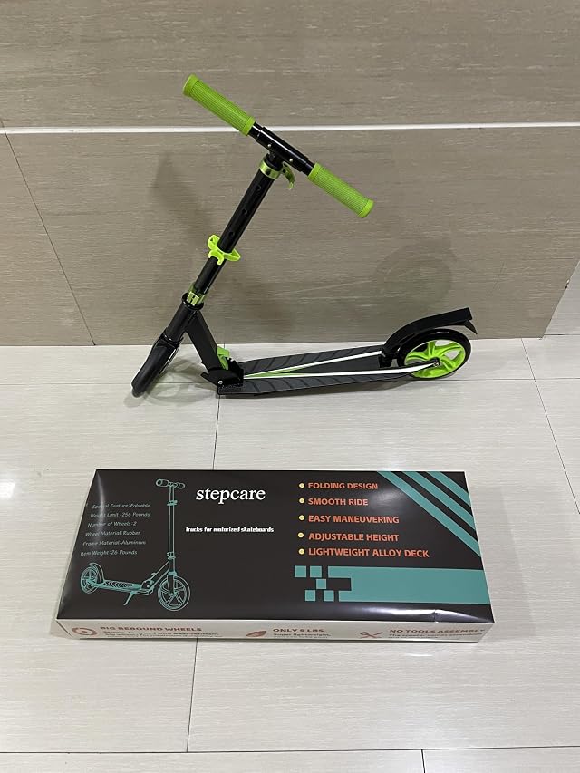 Folding Electric Scooter - 9 lbs Lightweight Adjustable Height Big Wheels for Smooth Ride No Tools Assembly Portable