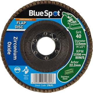 Blue Spot 19691 40 Grit Flap disco de óxido de circonio, color negro, 115 mm, 4,5 "/2)