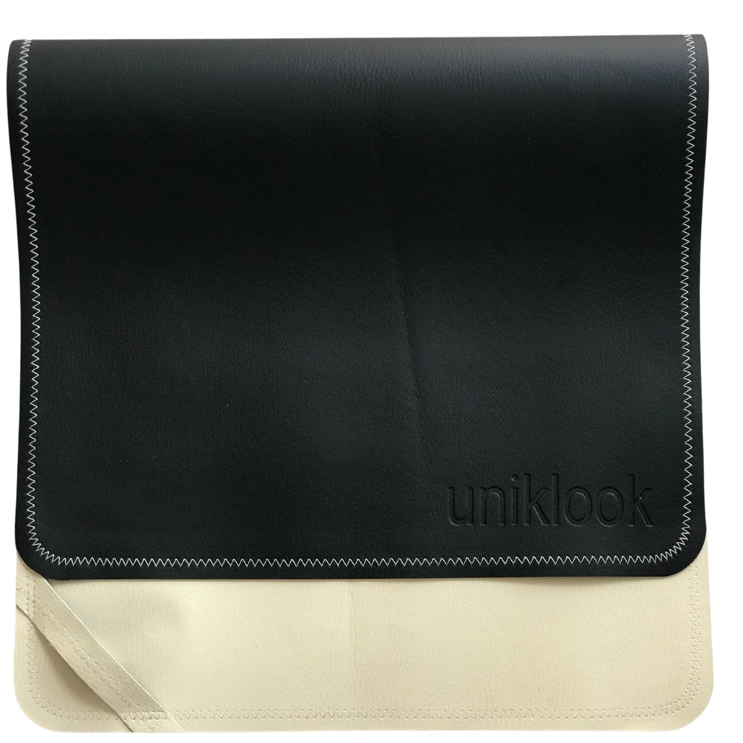 Black Cream Vegan Leather Portable Changing Pad By Uniklook Waterproof Foldable Diaper Station Table Reversible