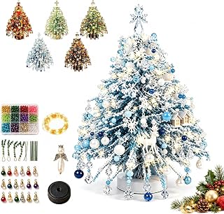 FSHTPR DIY Beaded Christmas Tree Kit, Crystal Holiday Craft Set for Adults, Create Your Own Sparkling Holiday Decoration, 3D Tabletop Tree Design, Compact Decor, Decoration for Adults