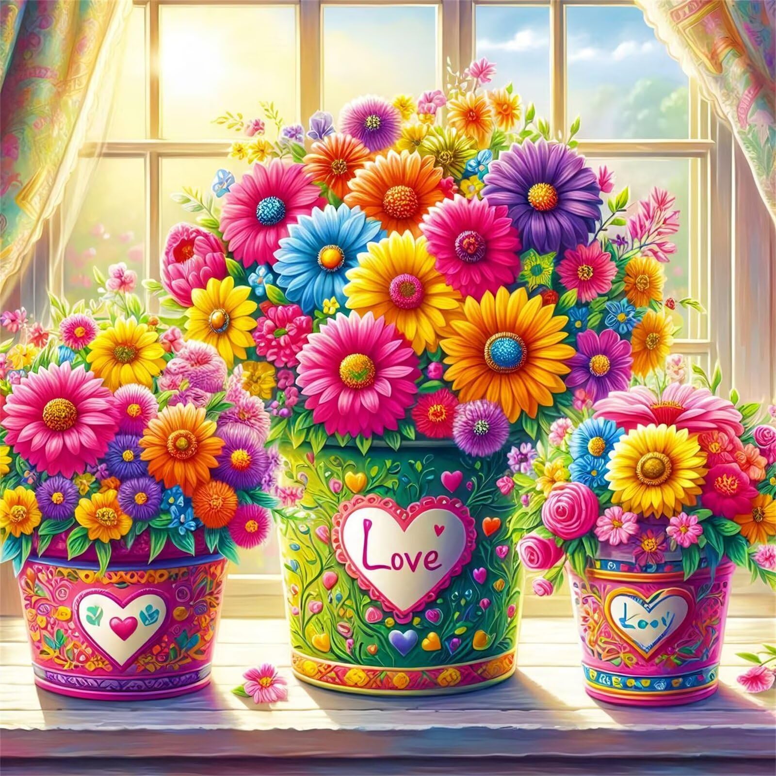 Puzzle 1000 elementów dla dorosłych, kolorowe stokrotki, klasyczne puzzle 65 x 65 cm, gra zręcznościowa dla całej rodziny, kolorowe puzzle układanka, dekoracja domu