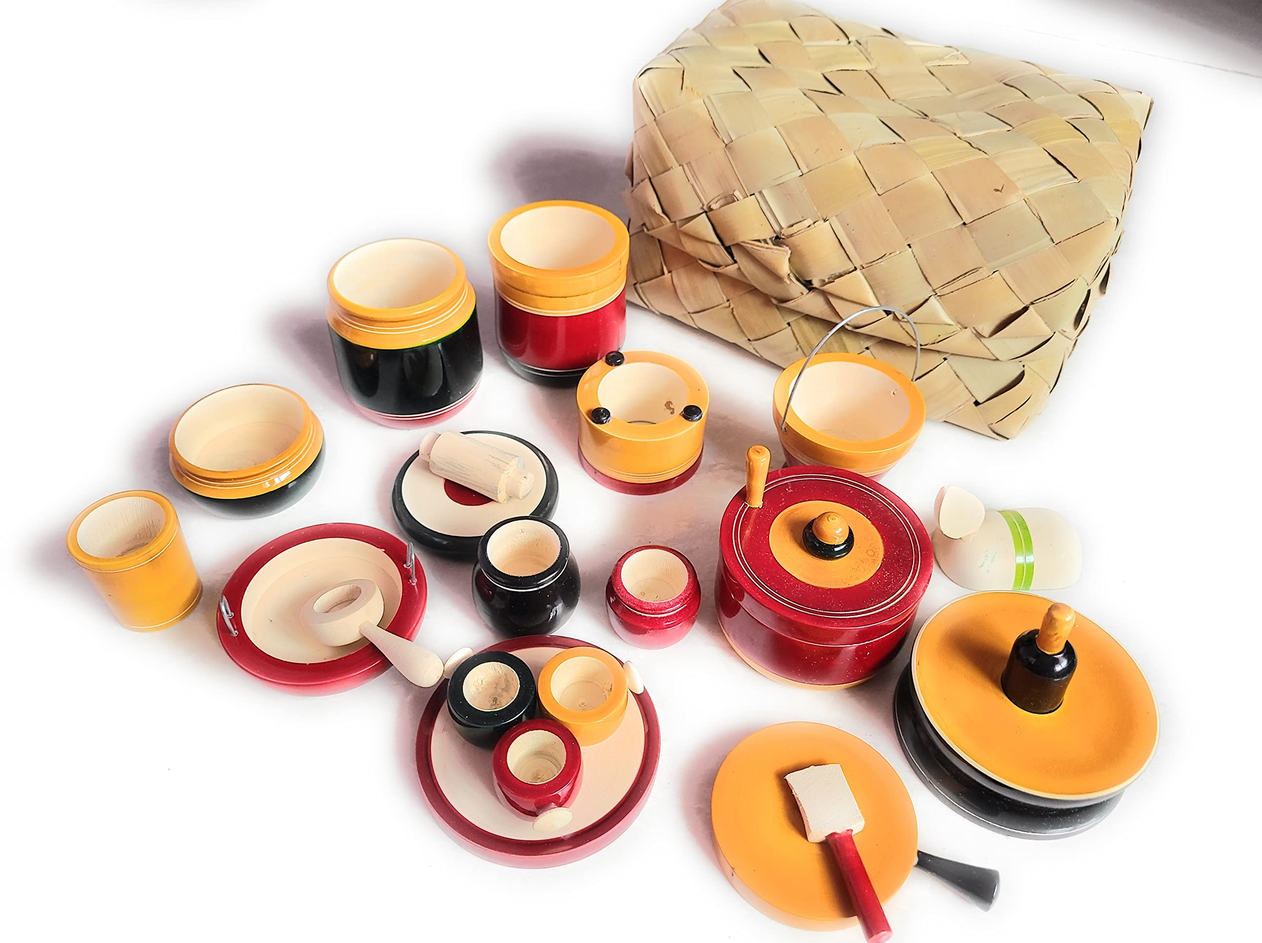 Kaivannam Wooden Lacquered Smooth Finished Kitchenset or Cooking Set for Kids