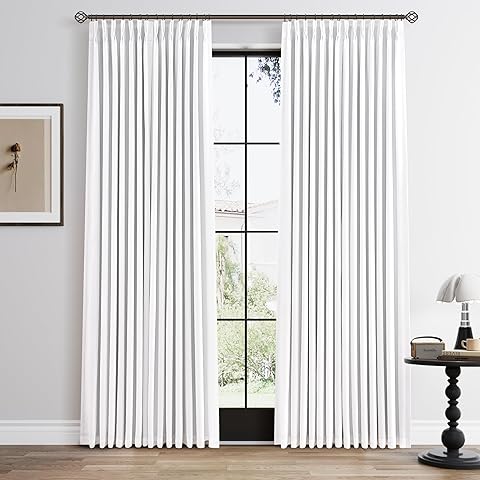 Blackout Linen Curtains - 84 Inch Pinch Pleated Drapes