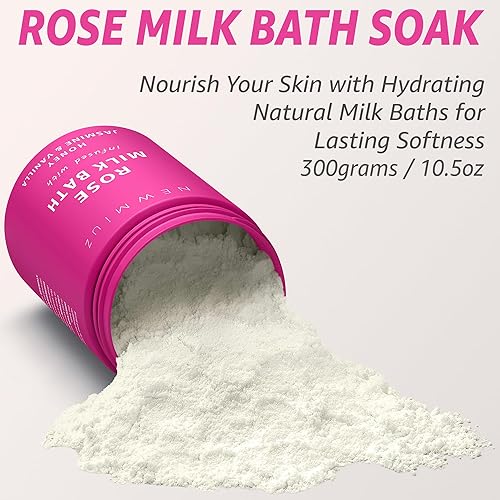 Miniatura 4 de Baño calmante de leche de coco rosa en remojo, hidrata, suaviza la piel, miel, jazmín, vainilla, destress, lujo, spa, baño, sal en polvo, alivio del