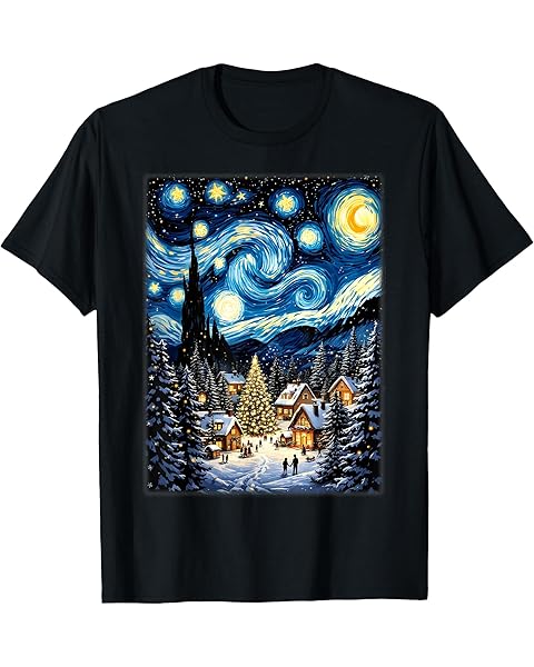Christmas Tree Starry Night Van Gogh Winter Wonderland T-Shirt