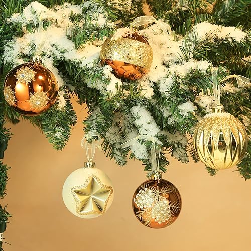 Miniatura 6 de AMS Esfera de Navidad de 18 quilates de 3.150 in, inastillable, grande, adornos colgantes en una caja de regalo, ideal para decoraciones de Navidad