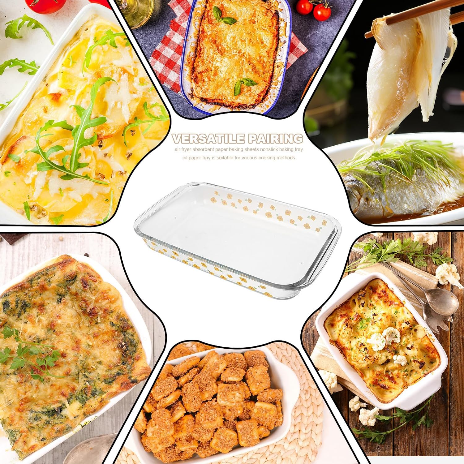 Rectangular Glass Roasting Pan 2.2l Heat Resistant Glass Baking Dish for Oven and Microwave Use, Versatile Cooking Tool for Roasting and Steaming Meals