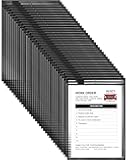 Nezyo Dry Erase Pockets Plastic Job Ticket Holders Shop Holder Order Pockets Clear Sleeves Tickets Folders Plastic Sleeves Paper Teacher Supplies for Classroom (14 x 10 in,Black,50 Pcs)