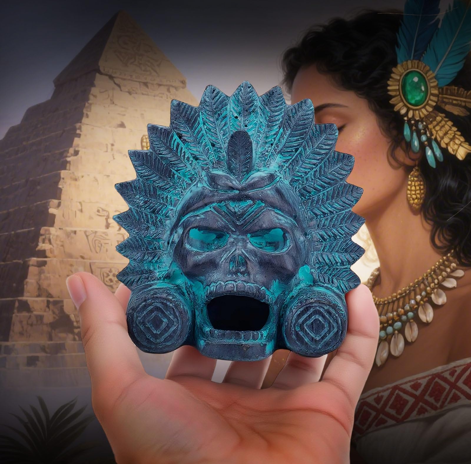 Fischietto Della Morte Azteco, Il Più Forte da 125+ Decibel in Ceramica con Teschio di Demone Fischietto da Guerra Aztecos Autentico Silbato Azteco per Scherzi di Halloween Festival Messicano