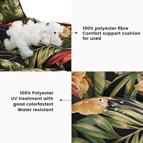 Miniatura 3 de ARTPLAN Cojines de exterior para sofá biplaza con cojín de asiento de repuesto para muebles de patio, juego de 5, floral, azul y rojo