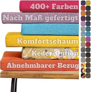 Benutzerdefinierte Bankkissen, Bankauflage Nach Maß Waschbar Abnehmbar, rutschfest Sitzkissen Bank für Innen und Außenbank, Gartenbank, Terrasse, Fensterbank, Möbelkissen (3CM)