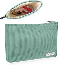 Cosmetic Bags for Women, Makeup Bag Organizer Small Mini Makeup Pouch for Purse Corduroy Makeup Pouch Travel Cosmetic Bag Skin Care Bag with Metal Zipper for Travel Toiletry Girls Gift (Green)
