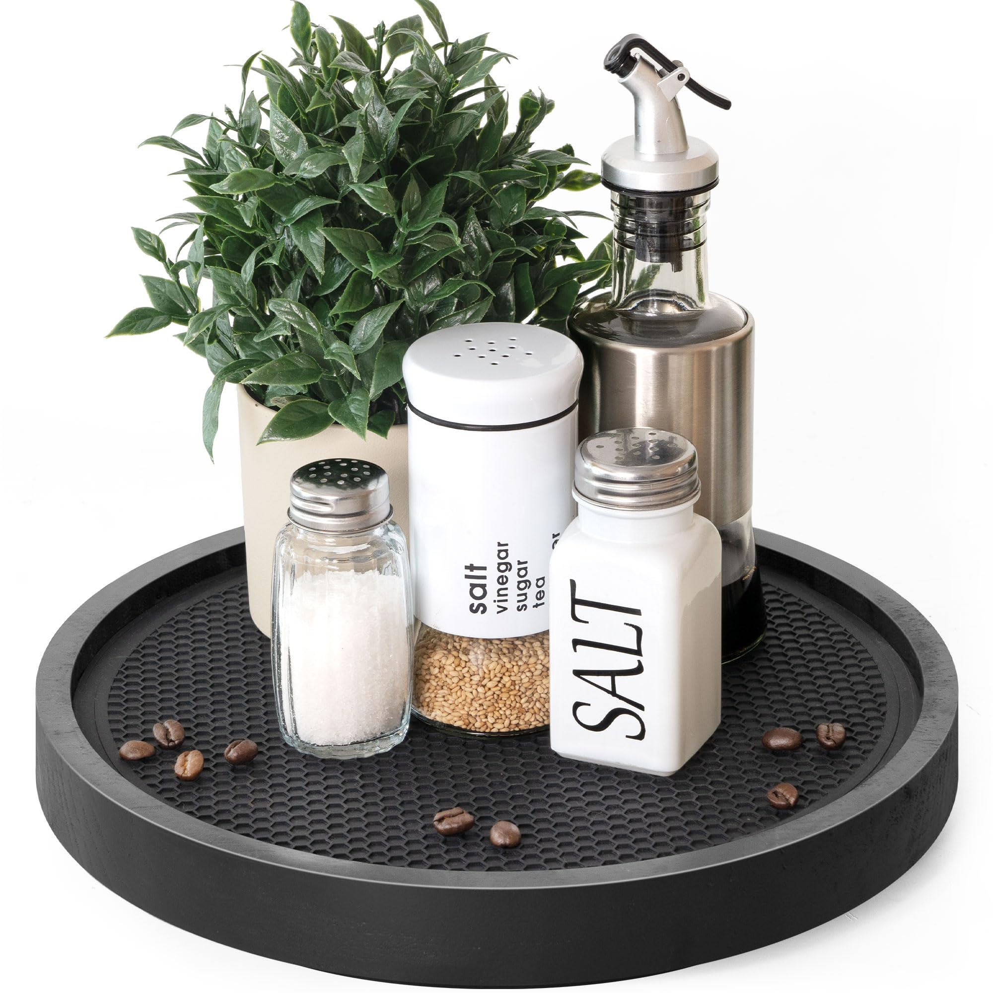 EOSAHR Non-Skid Wooden Lazy Susan Turntable for Cabinet – Chic 10.5" Lazy Susan Turntable and Bathroom Tray for Bathroom Decor & Coffee Table - Ideal