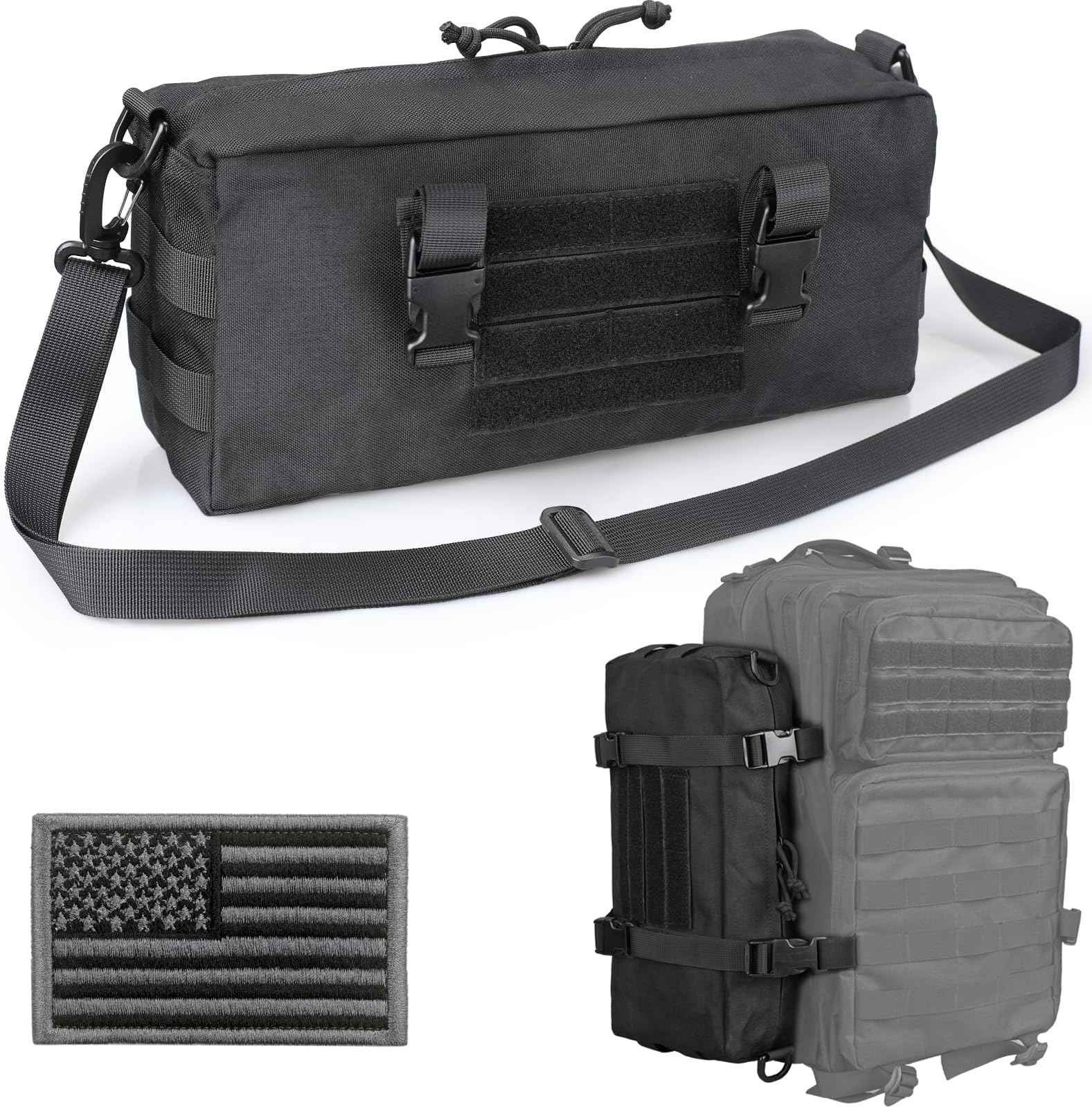 Tactical Increment Molle Pouch, Vertical EDC Utility Pouches Sling Bag Military Multi-Purpose Large Capacity with Shoulder Strap Modular Design