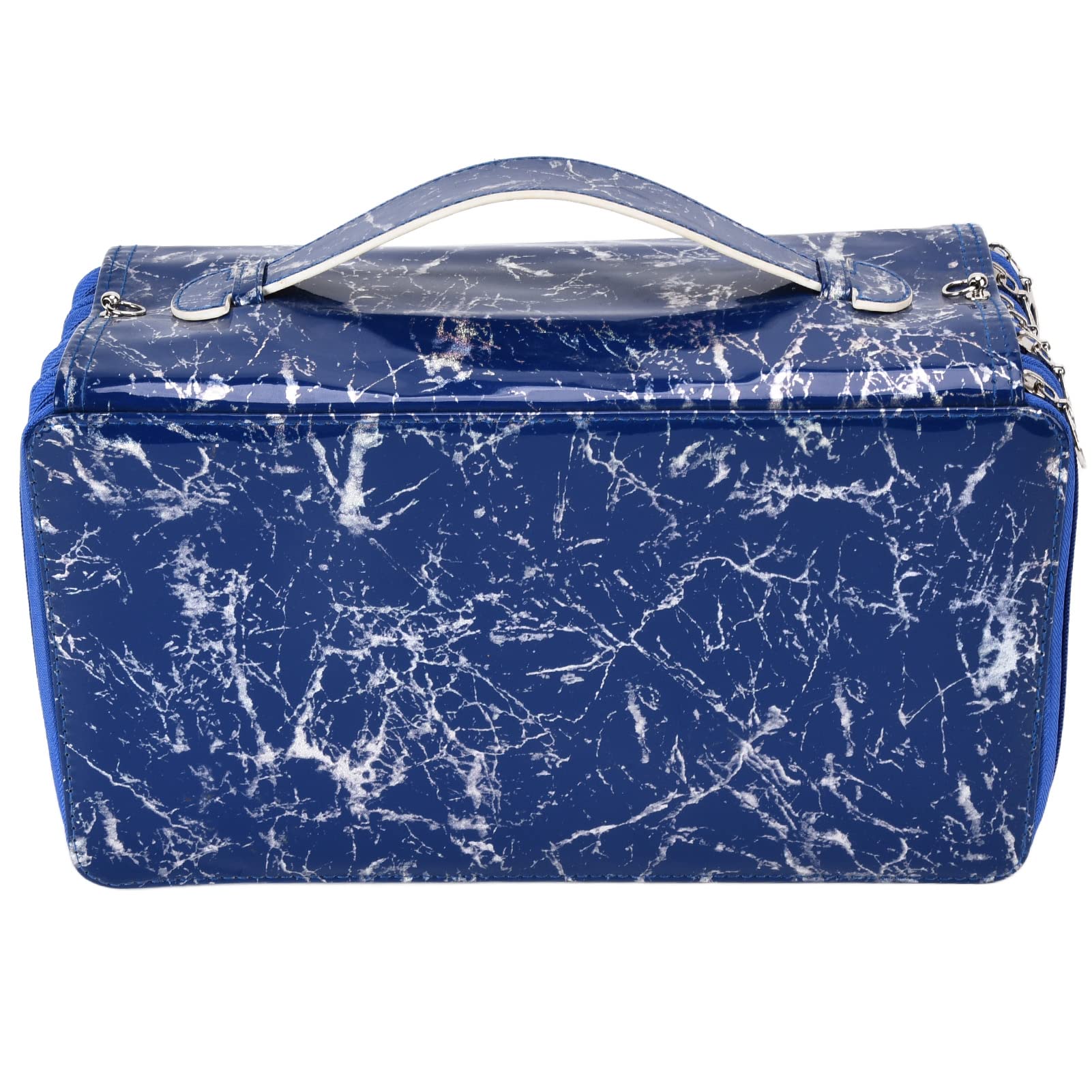 Astuccio per matite, cerniera lucida Sentiti a tuo agio Portapenne integrato Scatola di cancelleria per la stanza della pittura per la casa all'aperto(blu)