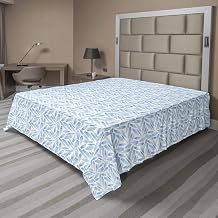 Ambesonne Feather Flat Sheet, Repetitively Scattered Oriental Feathers on a Plain Backdrop, Soft and Comfortable Top Sheet Decorative Bedding 1 Piece, Full Size, Deep Sky Blue Sky Blue