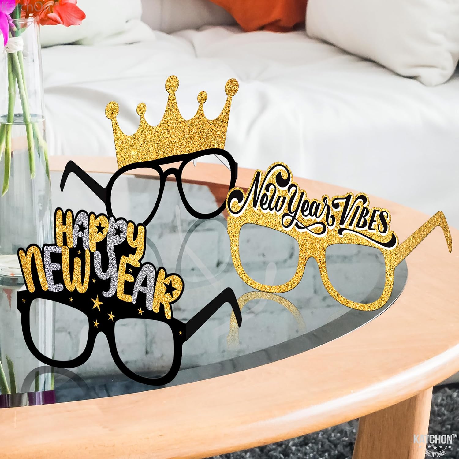 KatchOn New Years Eve 2025 Glasses - Pack of 12 | NYE Party Supplies 2025, Happy New Year 2025 Sunglasses, Decorations