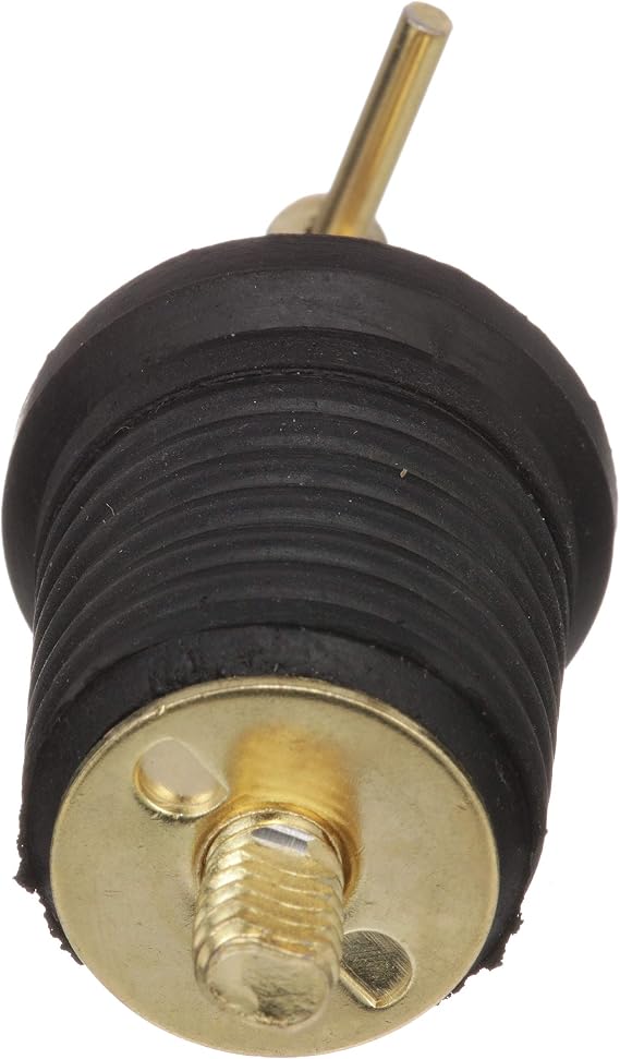 Attwood 11587-4 T-Handle Drain Plug, for 1-Inch-Diameter Drains, Locks in Place, Brass-Plated Handle