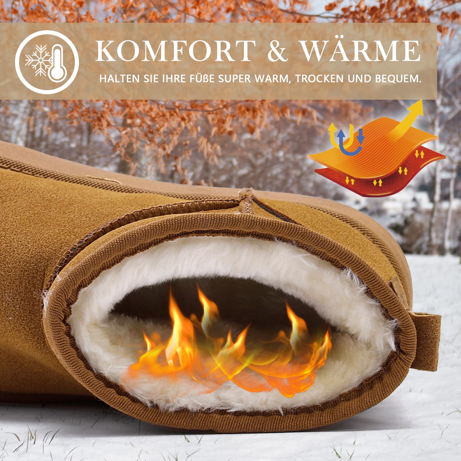 Rumkok Stivali Donna Caldo Stivali Da Neve Donna Comode Scarpe Da Neve Pelliccia Stivali Invernali Impermeabili Stivaletti Con Pelo Breve Moda