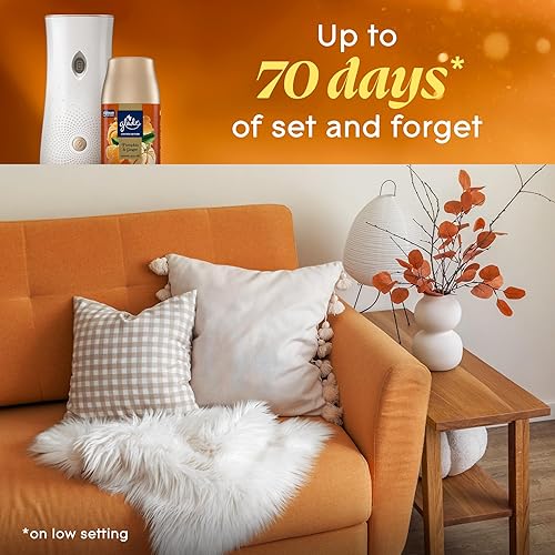 Miniatura 6 de Glade Recambio automático en aerosol, calabaza y jengibre, ambientador perfumado para el hogar y el baño, 6.2 onzas, 3 unidades