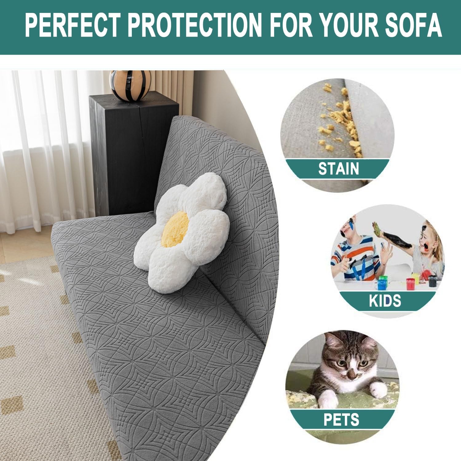 Funda elástica para sofá futón para sofá de 2/3/4 asientos, antideslizante, de alta elasticidad, funda protectora sin reposabrazos para sofá cama (A 150 1)