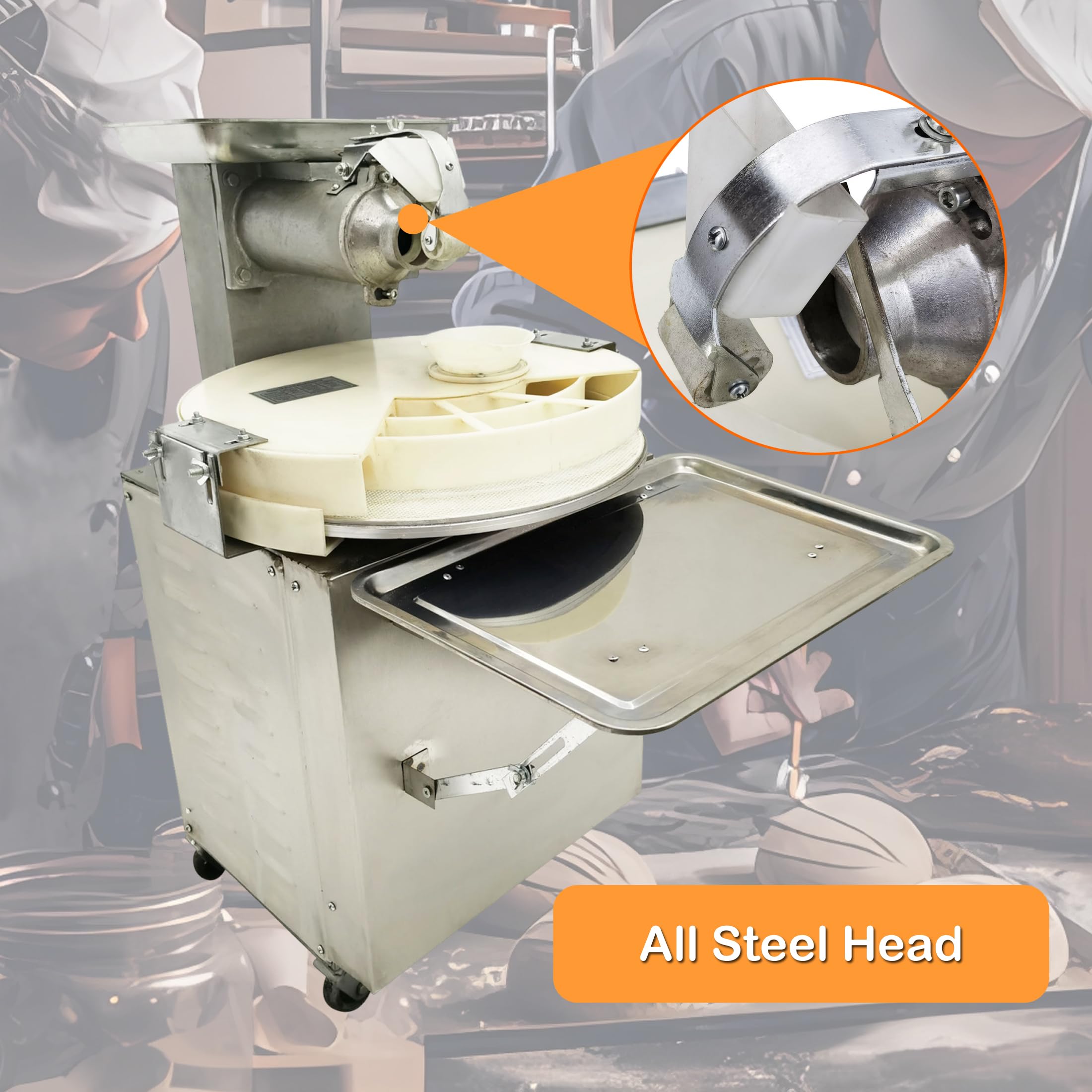 INTSUPERMAI Dough Divider and Rounder Machine Dough Ball Cutting Rounder Making Machine, 3.70oz-5.47oz(105g-155g) Range 110V