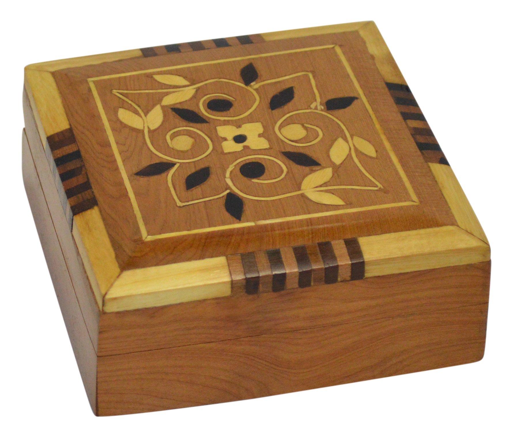 Treasures Of Morocco Thuya Wood Moroccan Handcrafted Box With light Wood Inlaid Inlead Medium