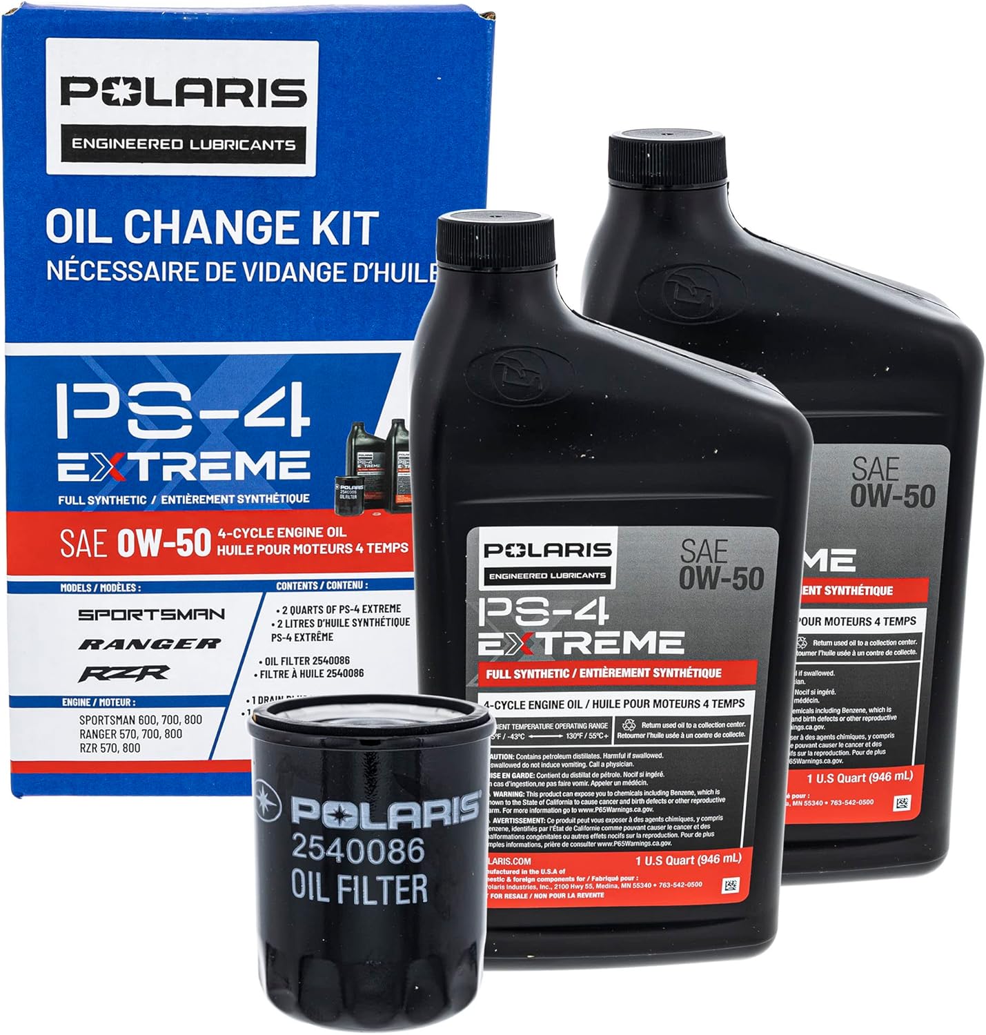 Polaris 2890056 PS-4 0W-50 Extreme Duty Oil Change Kit 2010-2013 Ranger 800 XP