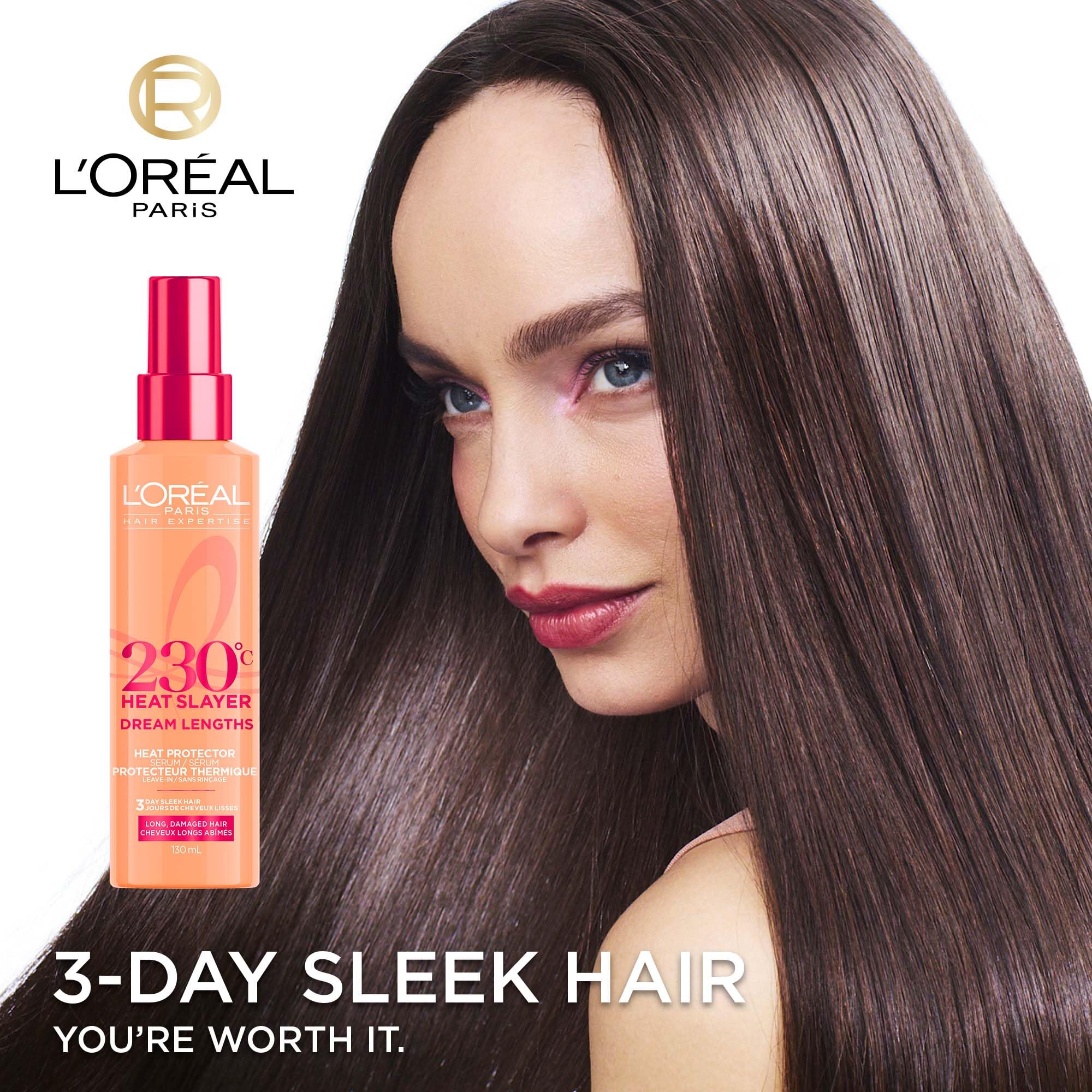 L'Oréal Paris Hair Expertise Dream Lengths Heat Slayer Hair Treatment, Heat Protectant Spray for Hair, Leave-In Against Frizz, 130ml (Packaging May Vary) — view 3