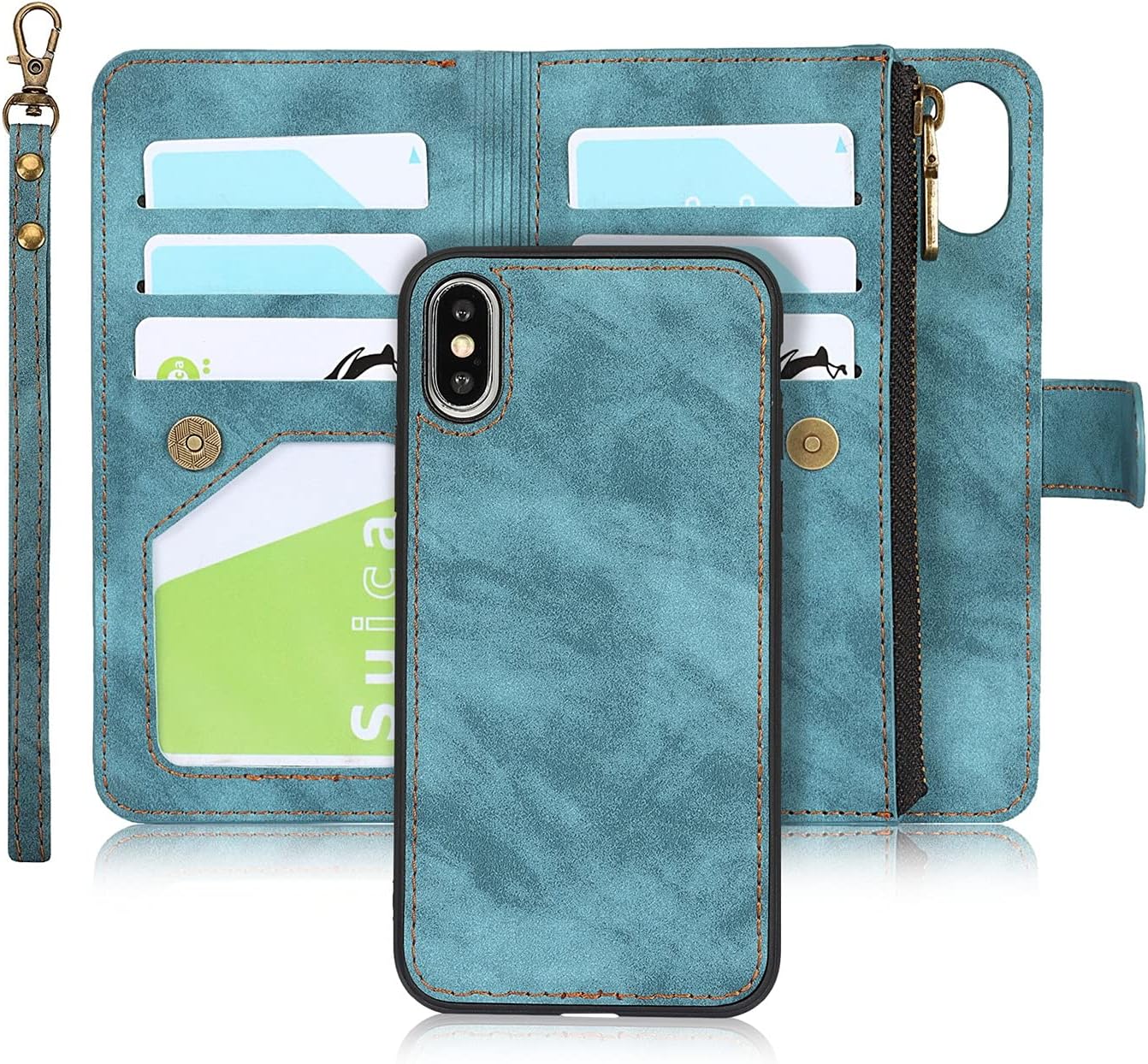 iCoverCase iPhone X/XS Wallet Case with Card Holder, 2 in 1 PU Leather