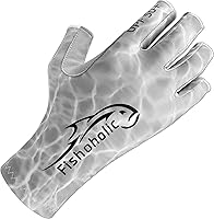 Fishoholic UPF 50+ Fingerless Fishing Gloves - Sticky Silicone Grip Sun Protection for Kayaking, Paddling, Rowing