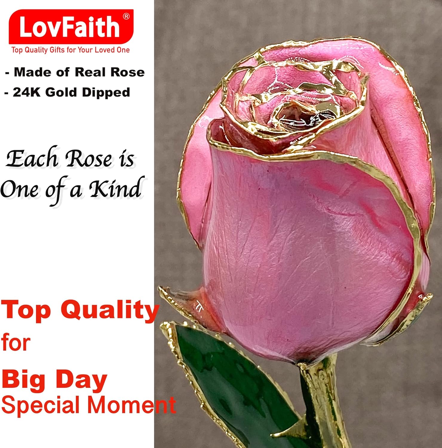 Valentine Gift Real Rose Dipped 24K Gold with Crystal Stand, Best Anniversary Rose Gift for Her Wife Mother Birthday Christmas (A5. Pink -Original Rose) - Image 9