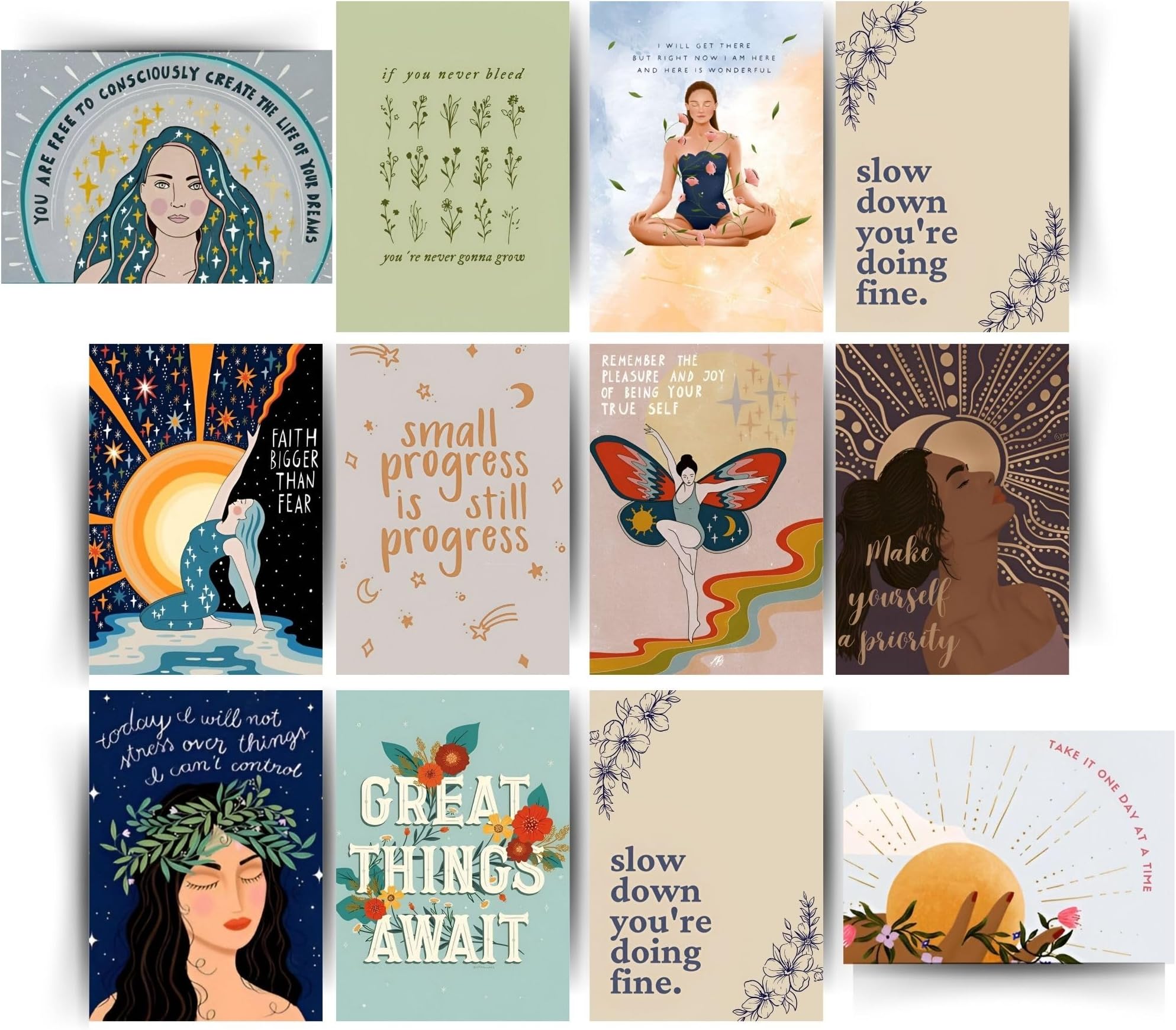 Posters Inc Motivational Wall Posters Pack of 12 | Positive Quotes & Aesthetic Room Decor | Home Wall Decoration Items for Living Room, Bedroom, Study | Birthday Gift for Women, Men & Friends | A4 Size, 300 GSM, Unframed