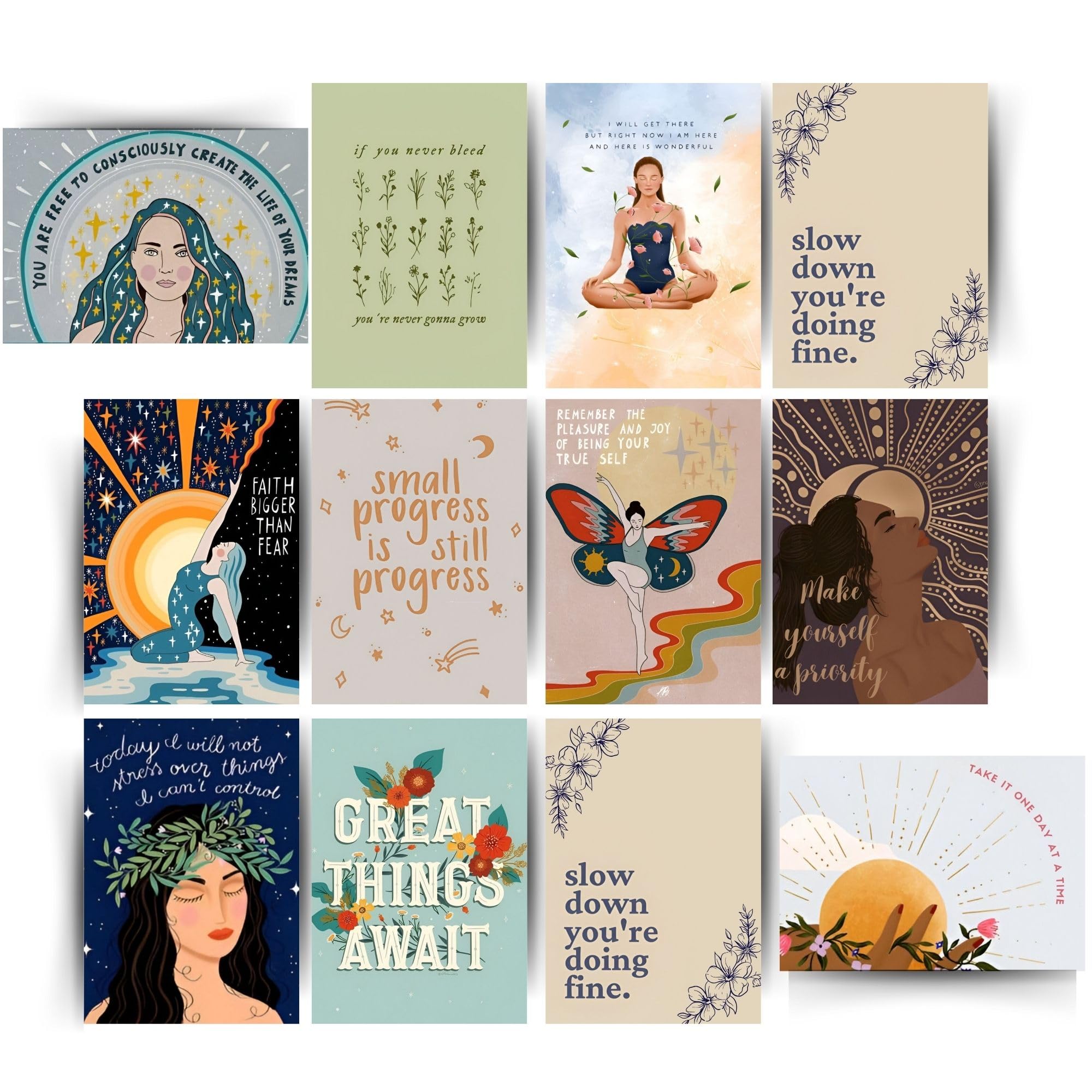 Posters Inc Motivational Wall Posters Pack of 12 | Positive Quotes & Aesthetic Room Decor | Home Wall Decoration Items for Living Room, Bedroom, Study | Birthday Gift for Women, Men & Friends | A4 Size, 300 GSM, Unframed