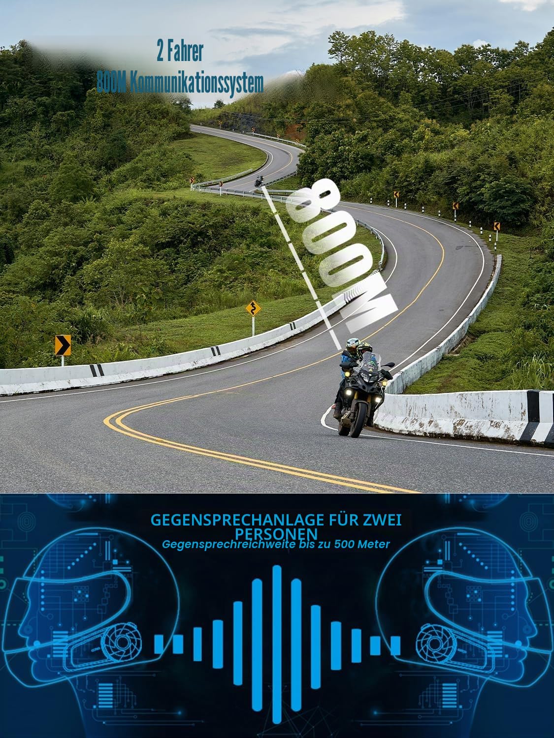 MAXTO Motorradhelm Bluetooth Headset Outdoor Headset Freisprecheinrichtung Lautsprecher Bluetooth 5.3 EDR Wireless Motorrad Headset Automatischer Anwser Headset Hohe Klangqualität Kopfhörer,2 Pack